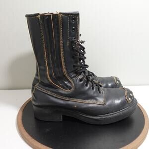 Vintage Red Wing Boots Mens Size 9.5 Black Leather Logger Steel Toe Workwear 90s